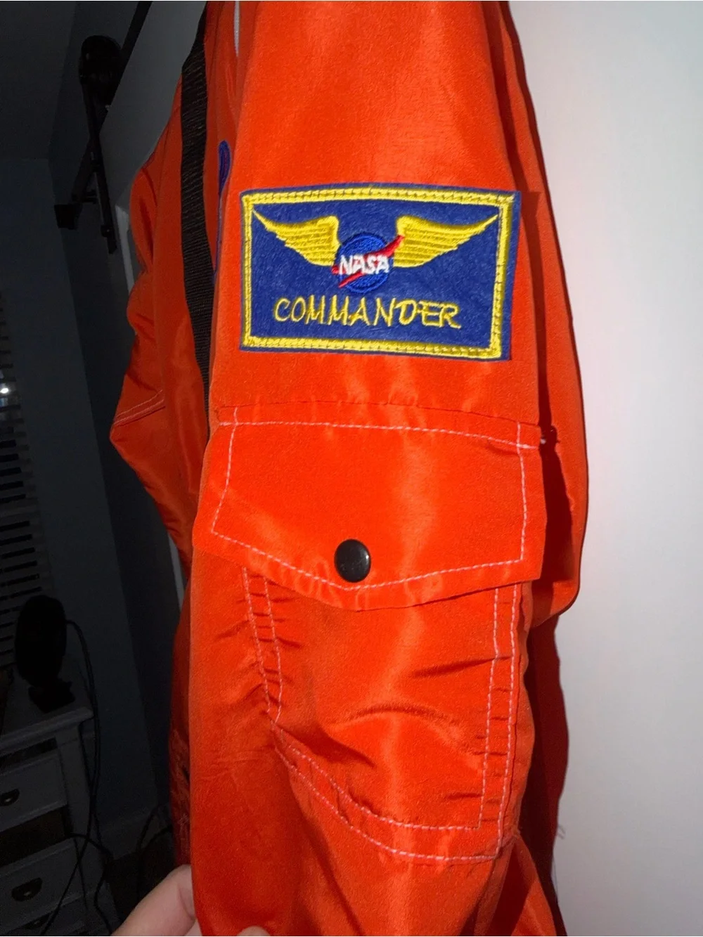 Kids NASA Astronaut Costume Orange Jumpsuit + Helmet Size 8/10